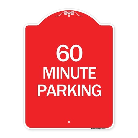 SIGNMISSION Designer Series Sign-60 Minute Parking, Red & White Aluminum Sign, 18" x 24", RW-1824-24367 A-DES-RW-1824-24367